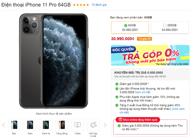 iPhone giảm giá "sốc" gần chục triệu đồng